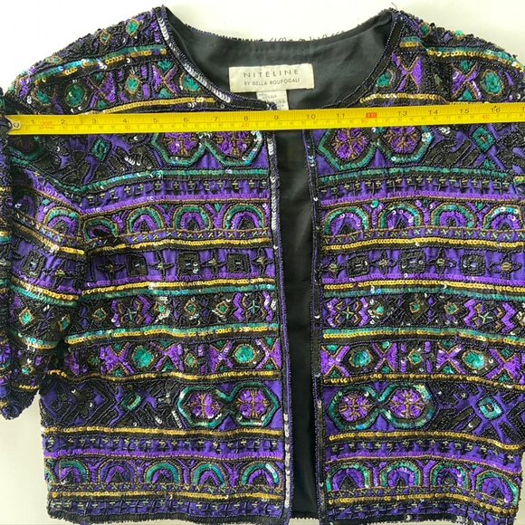Niteline By Della Roufogati Silk and Sequin Jacket Sz S - Picture 6 of 13